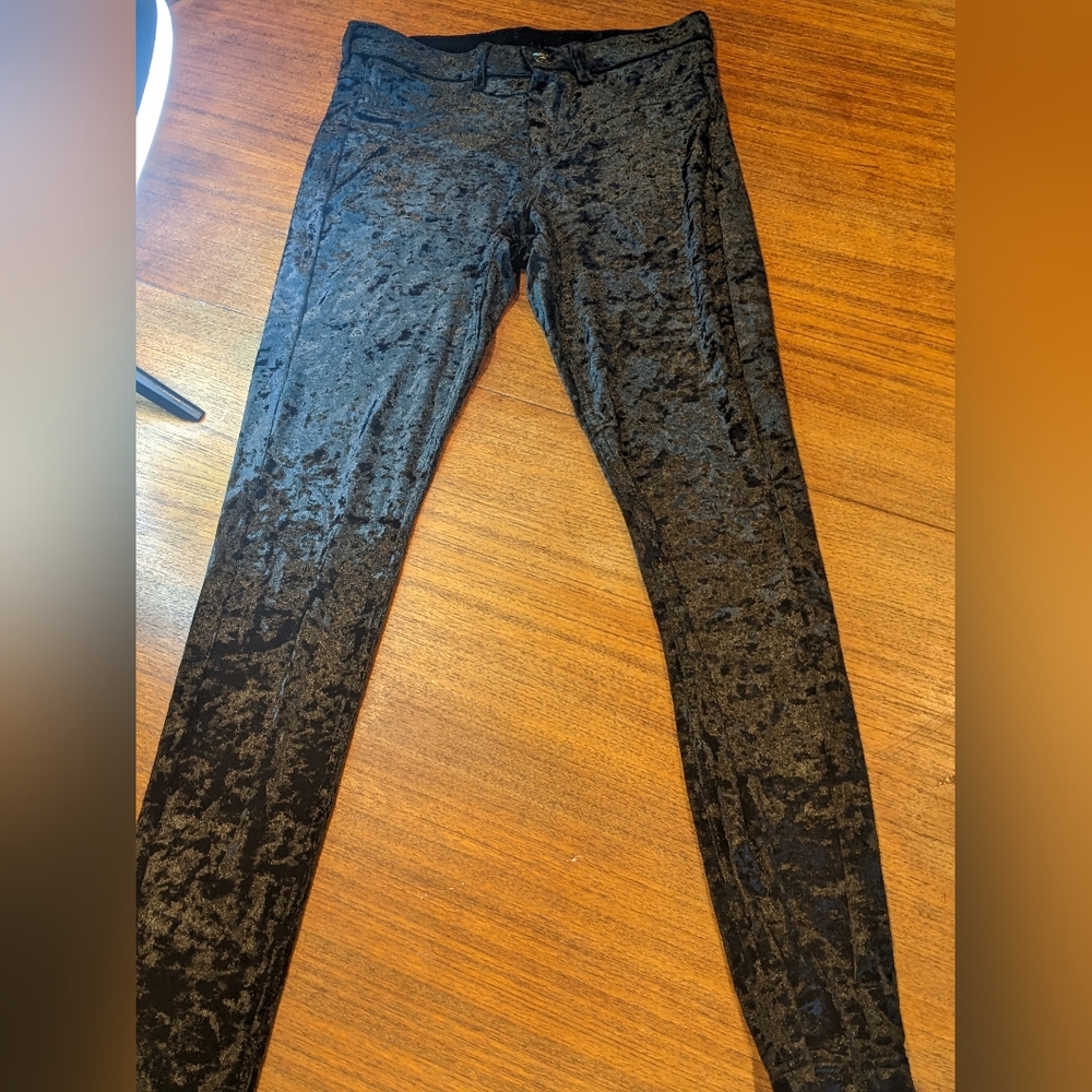 Black velvet leggings